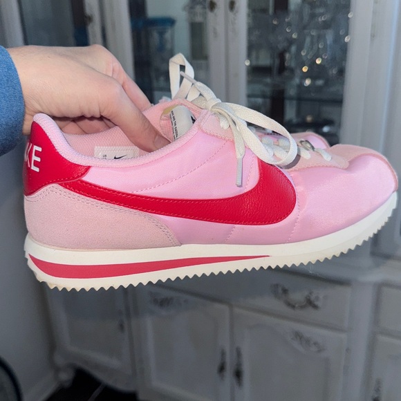 Nike Cortez Textile "Med Soft Pink/Fire Red/Sail/Team Orange" Women's Size 10 - Picture 6 of 17
